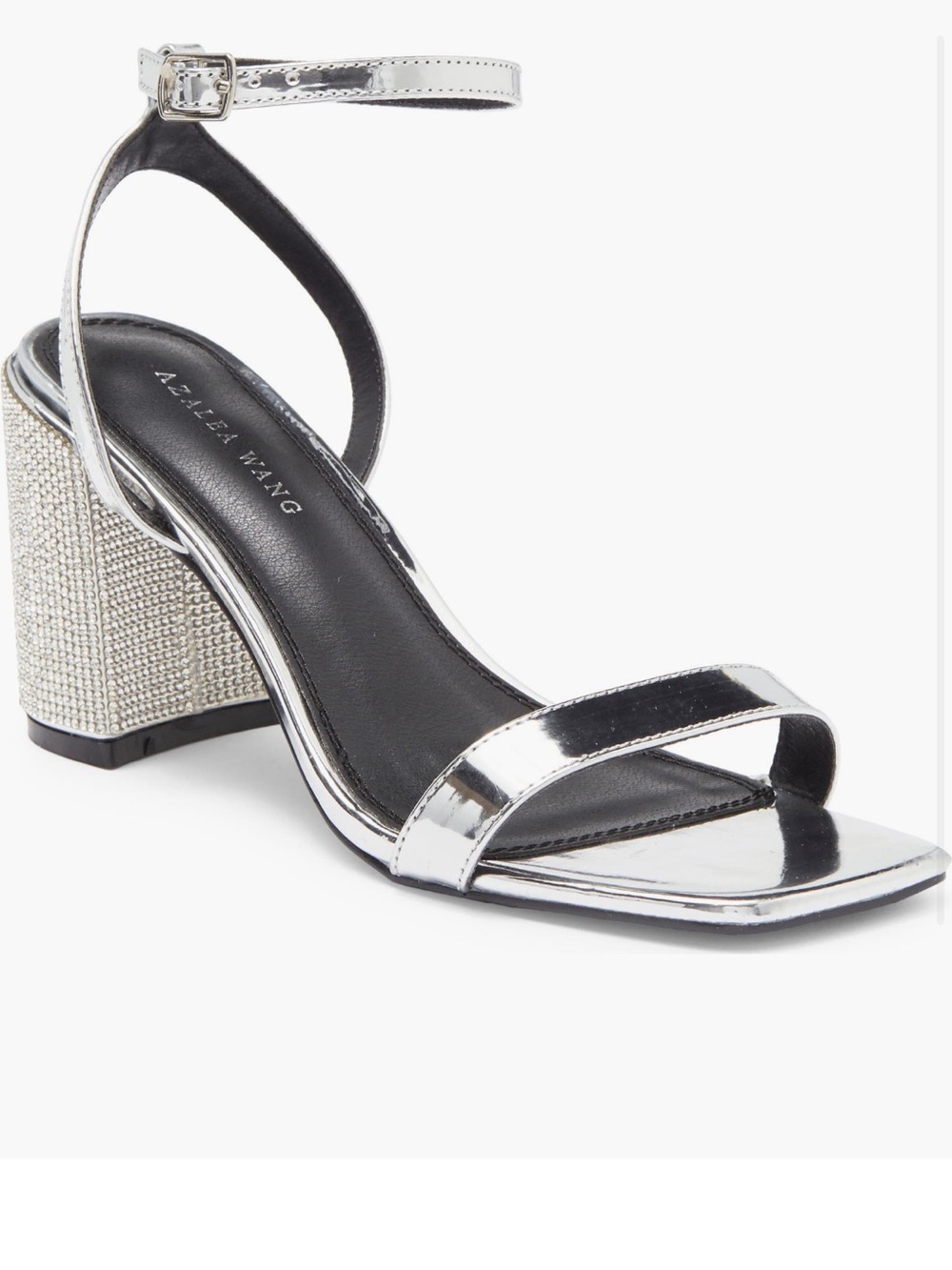 Azalea Wang Metallic Silver Block Heel Sandal size 8